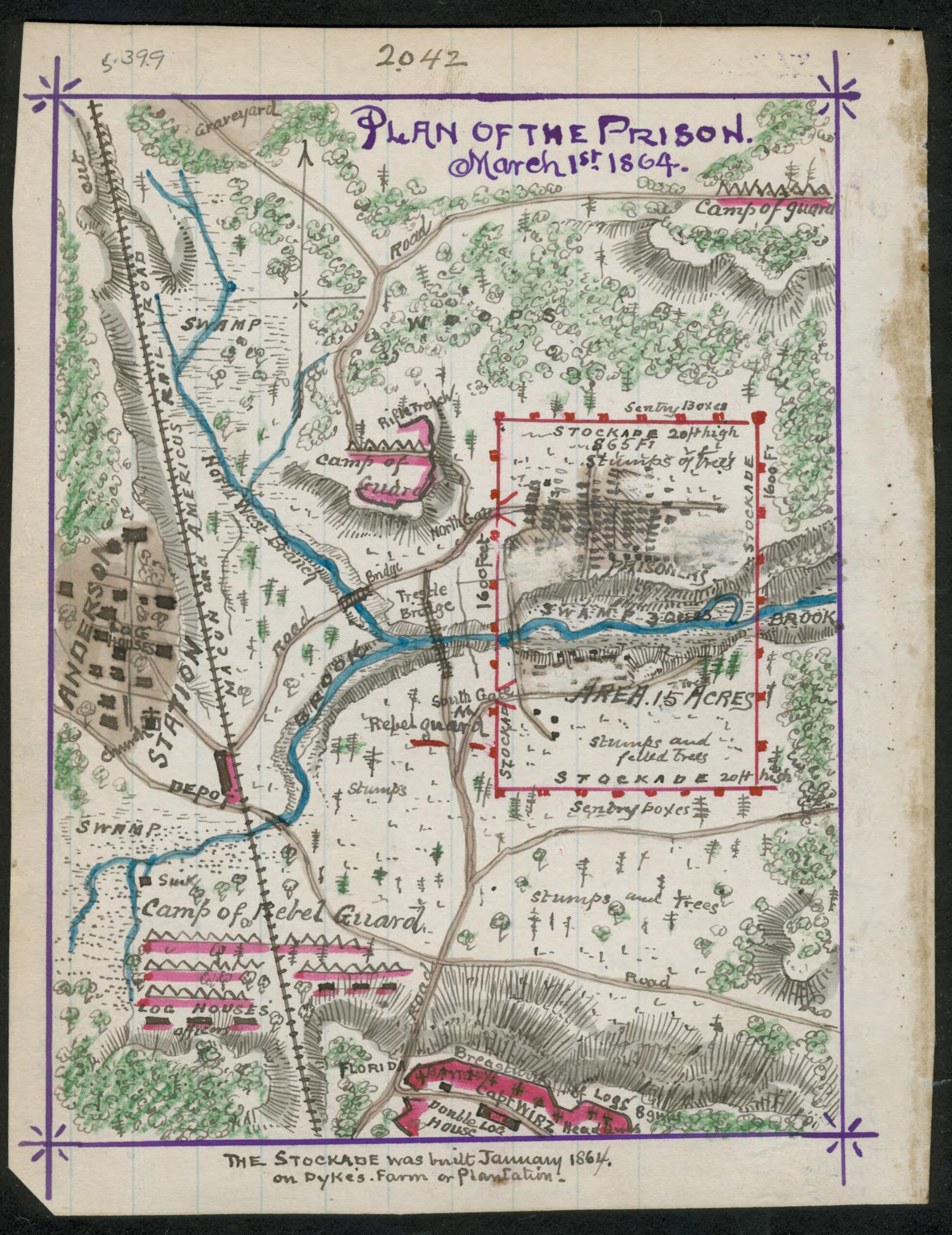 This old map of Plan of the Prison. March 1, 1864 from 03-01 was created by Robert Knox Sneden in 03-01