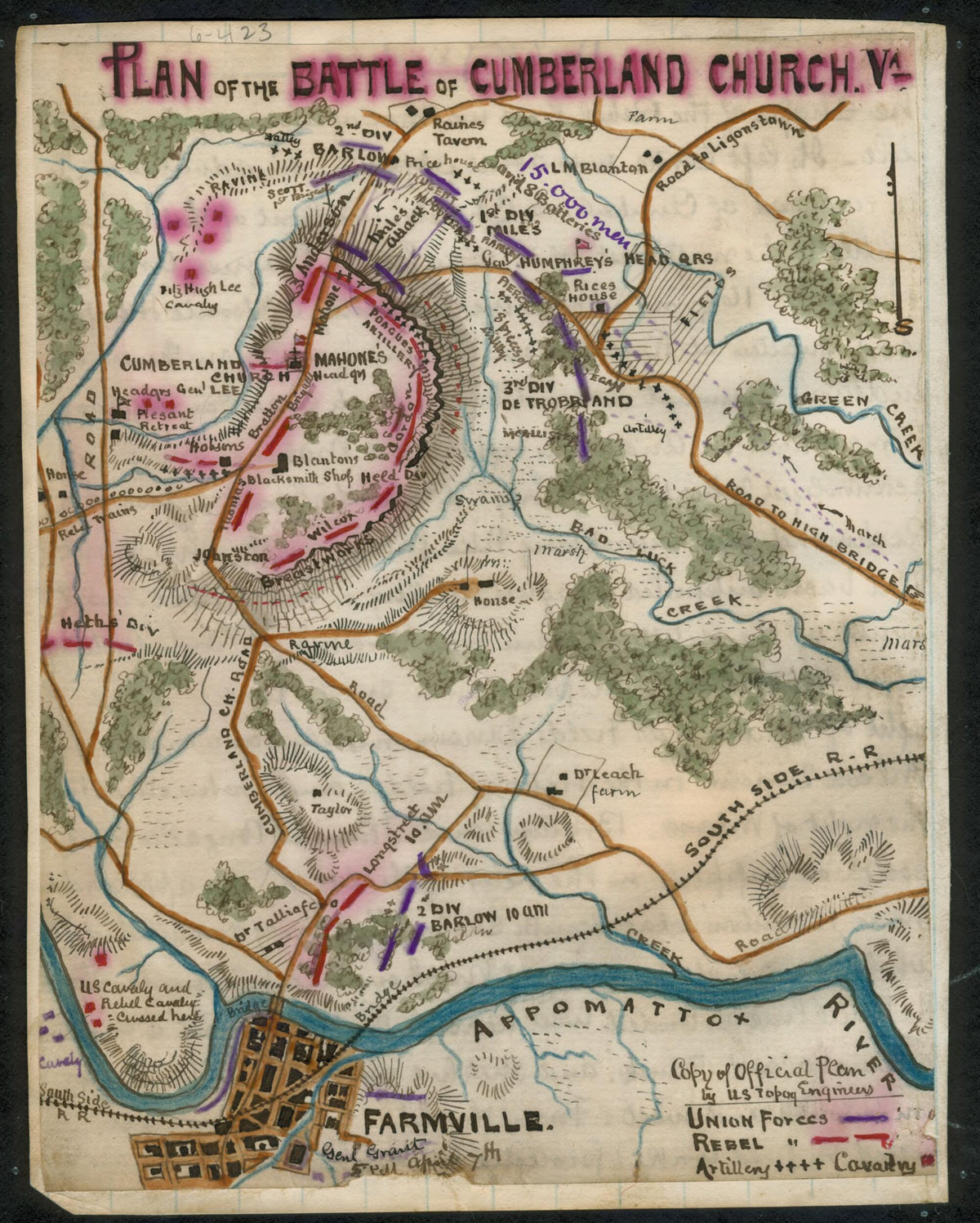 Plan of the Battle of Cumberland Church, Va in 04-07 by Relic Map Company