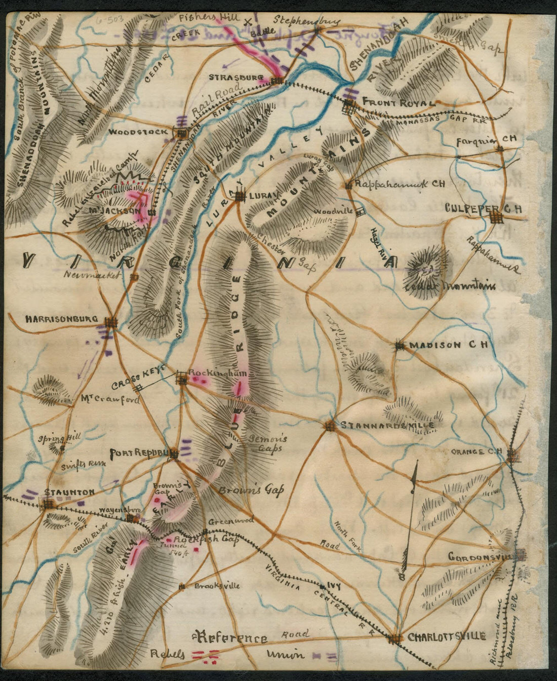 This old map of Map of the Shenandoah Valley Campaign, from 1864 was created by Robert Knox Sneden in 1864