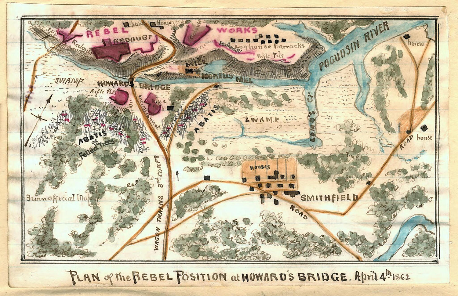 This old map of Plan of the Rebel Position at Howard&