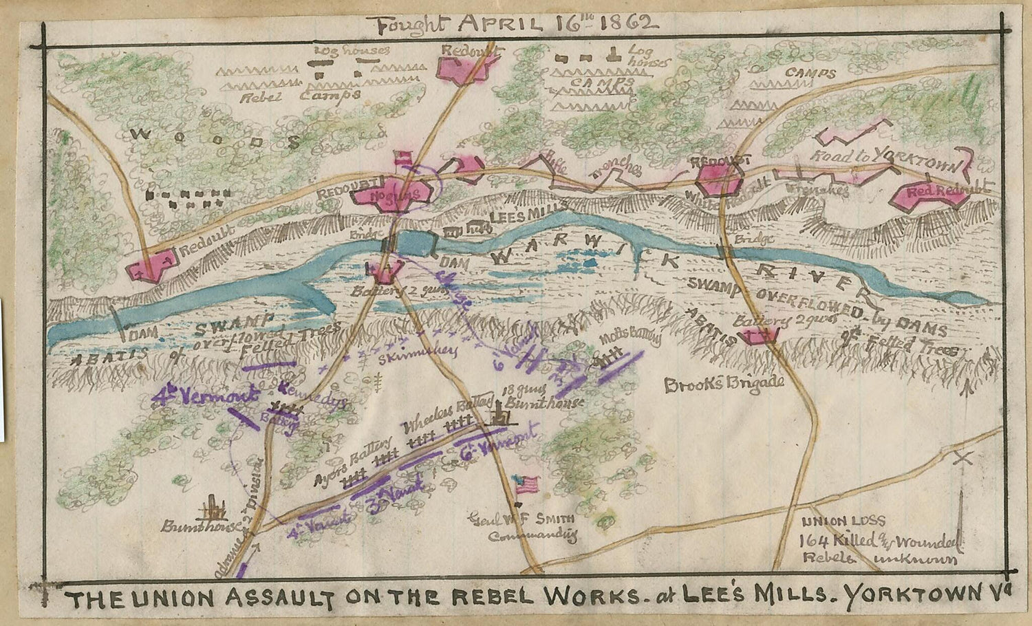 This old map of The Union Assault On the Rebel Works at Lee&