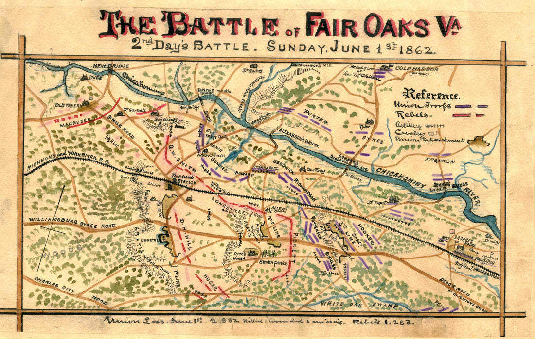 This old map of The Battle of Fair Oaks, Va., 2nd Day&