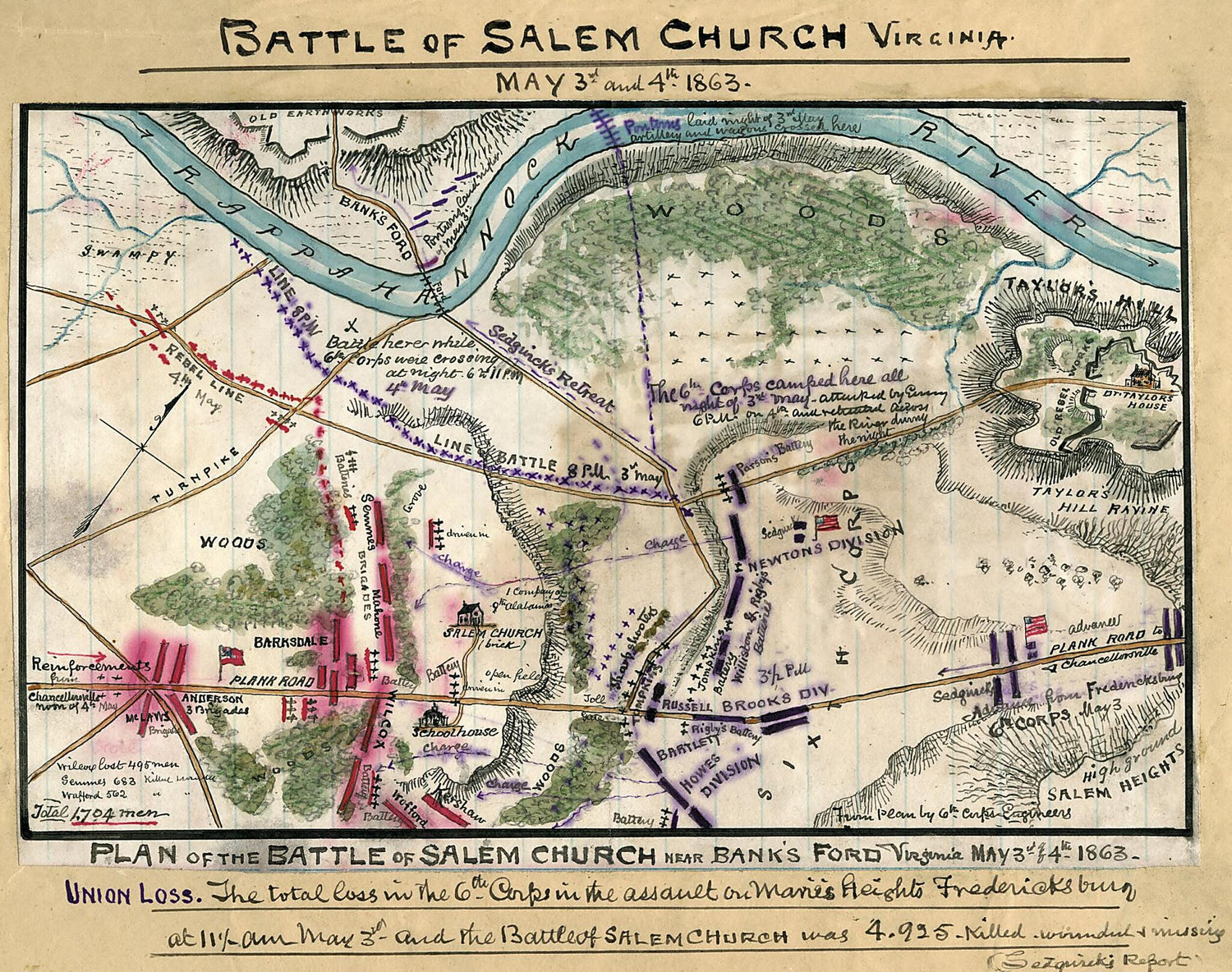 This old map of Plan of Battle of Salem Church Near Bank&