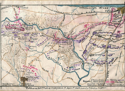 Plan of the Battle of Five Forks, Va., April 1st 1865 : Fought by 5th Army Corps Genl Warren 04-01 by Relic Map Company