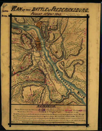 This old map of Plan of the Battle of Fredericksburg. Fought 13th Decr. 1862 from 12-13 was created by William H. Paine, Robert Knox Sneden in 12-13