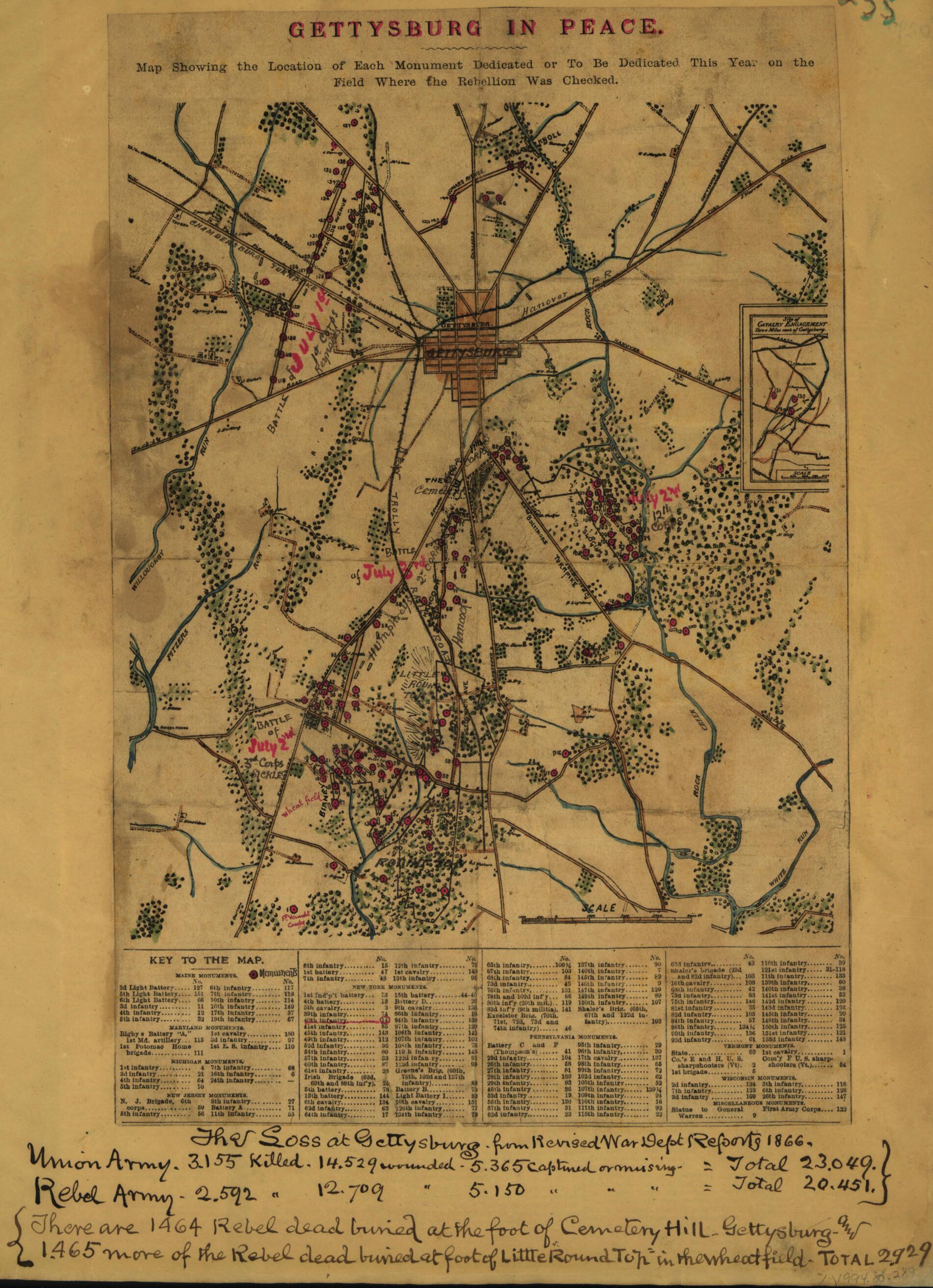 This old map of Gettysburg In Peace from 1863 was created by Robert Knox Sneden in 1863