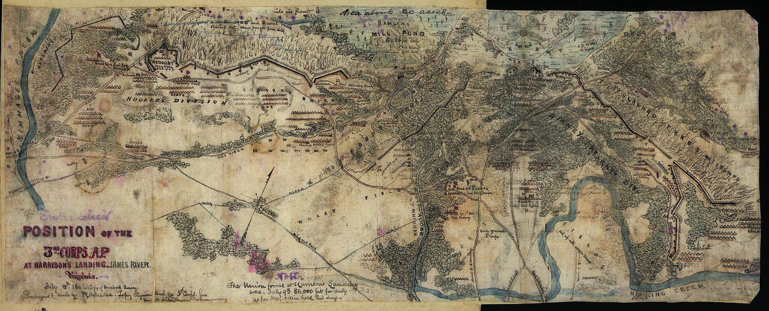 This old map of Entrenched Position of the 3rd Corps, A.P., at Harrison&