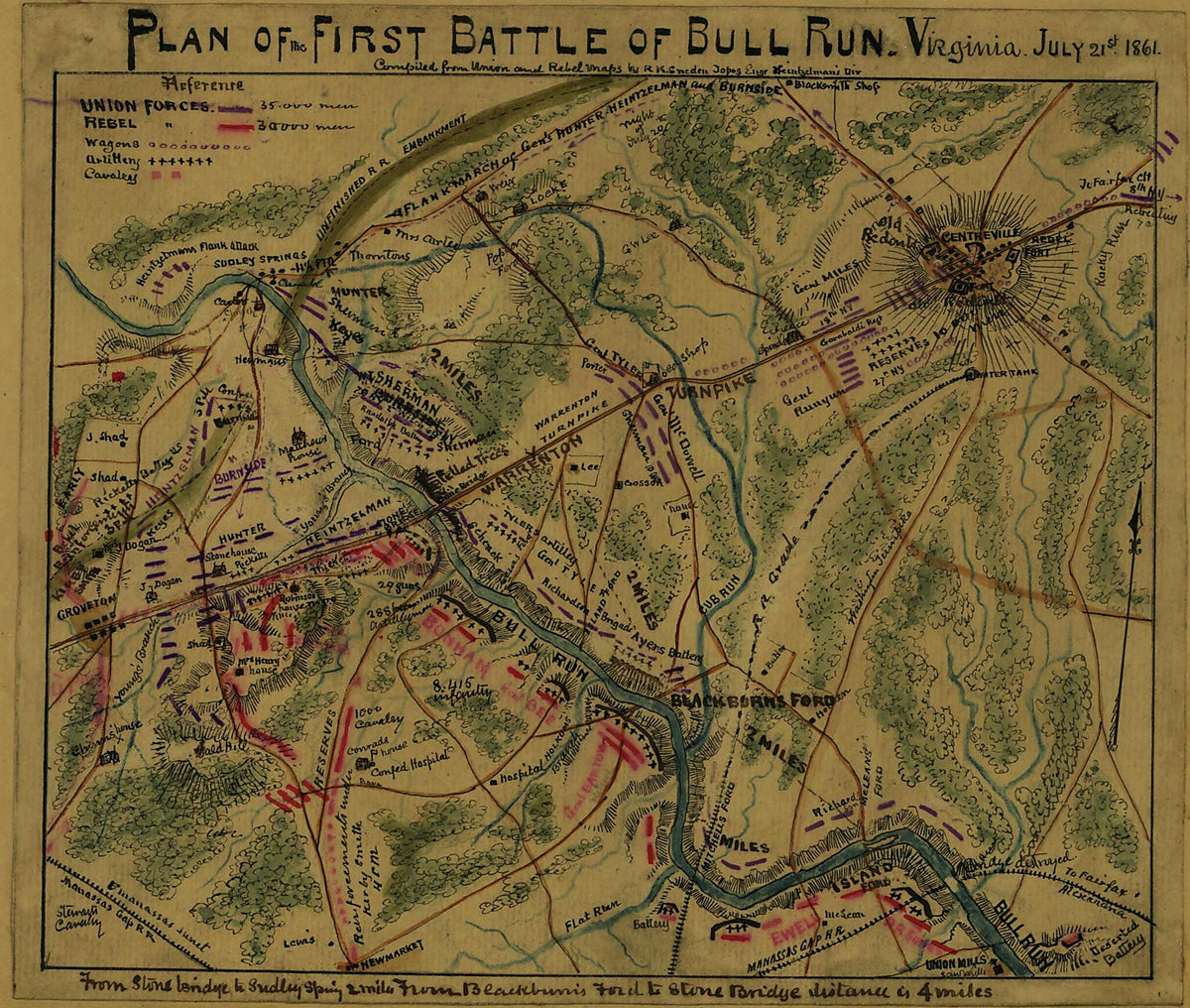 Plan of the First Battle of Bull Run, Virginia. July 21st 1861 07-21 by Relic Map Company