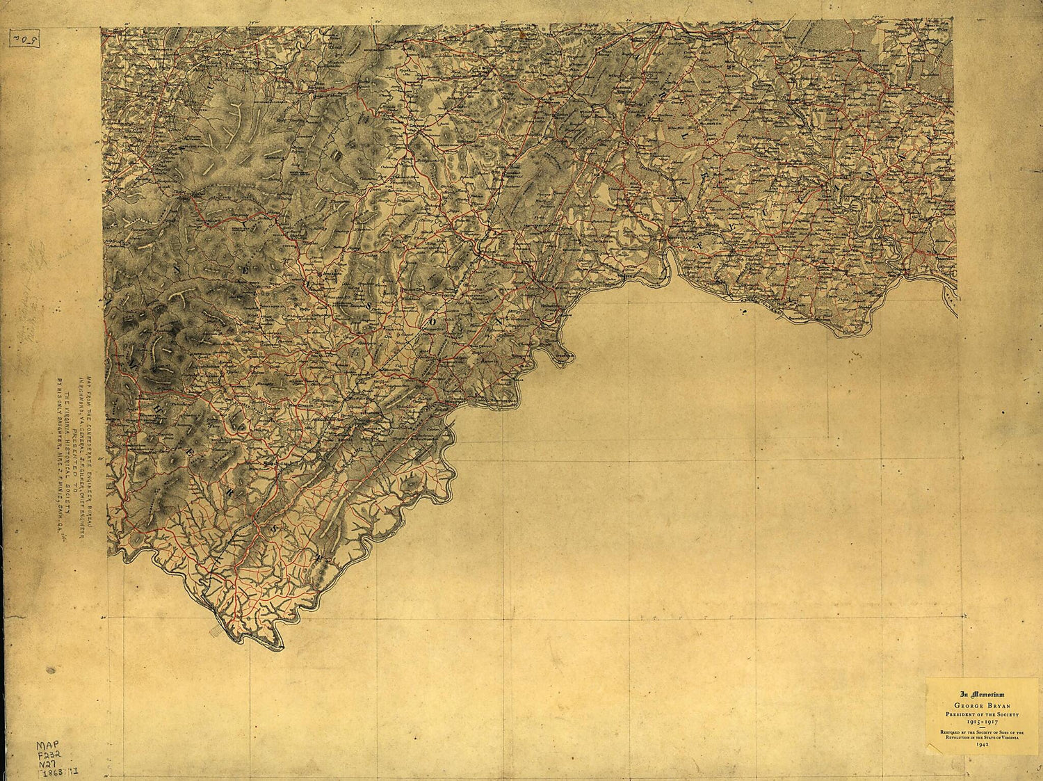 This old map of Map of Nelson County and Part of the Counties of Albemarle, Amherst, Augusta, Fluvanna and Louisa, Va. from 1863 was created by  Confederate States of America. Army. Dept. Of Northern Virginia. Chief Engineer&