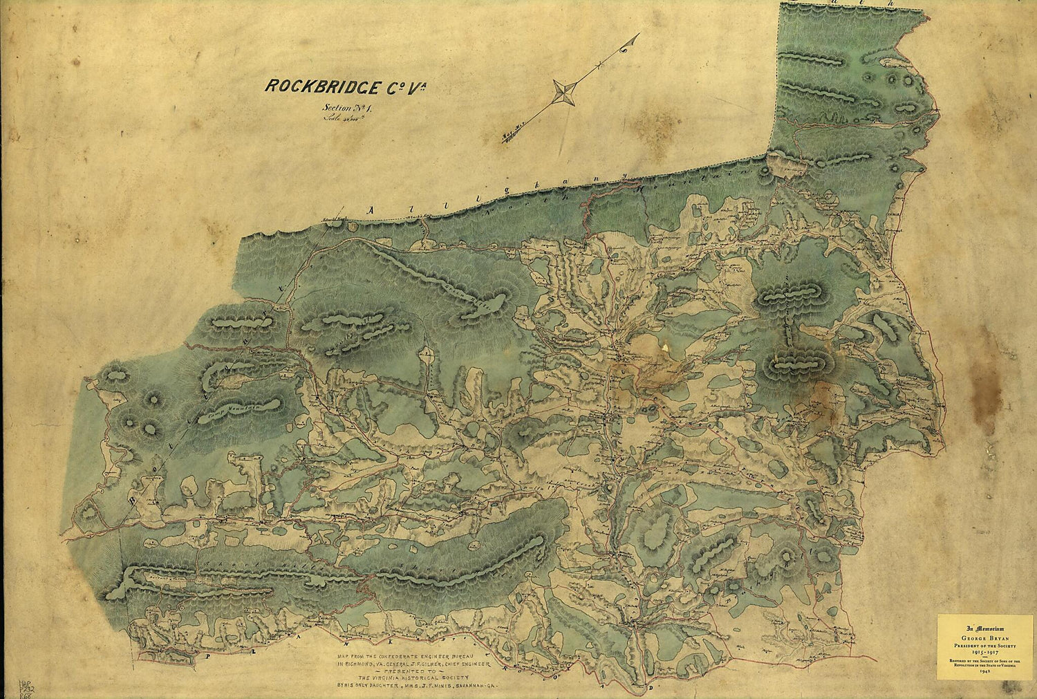 This old map of Rockbridge County, Va. Section No. 1. (Rockbridge County, Virginia.) from 1863 was created by  Confederate States of America. Army. Dept. Of Northern Virginia. Chief Engineer&