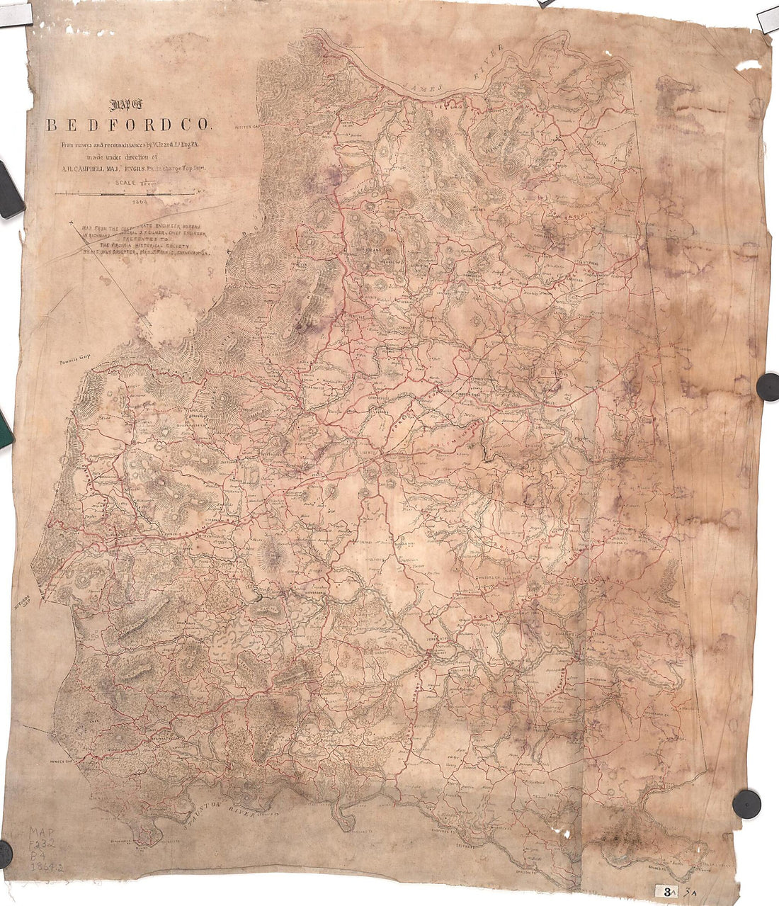 This old map of Map of Bedford Co from 1864 was created by Albert H. (Albert Henry) Campbell,  Confederate States of America. Army. Dept. Of Northern Virginia. Chief Engineer&