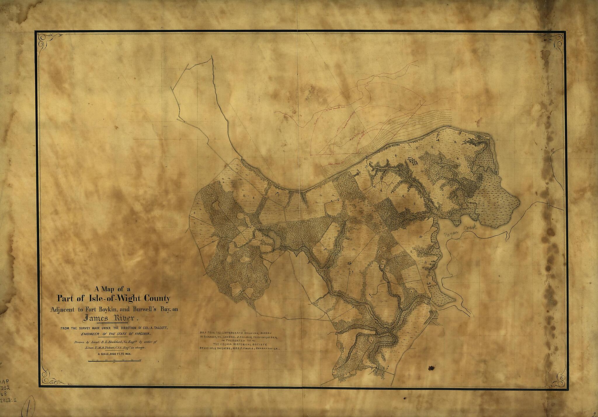 This old map of Of-Wight County. Adjacent to Fort Boykin, and Burwell&