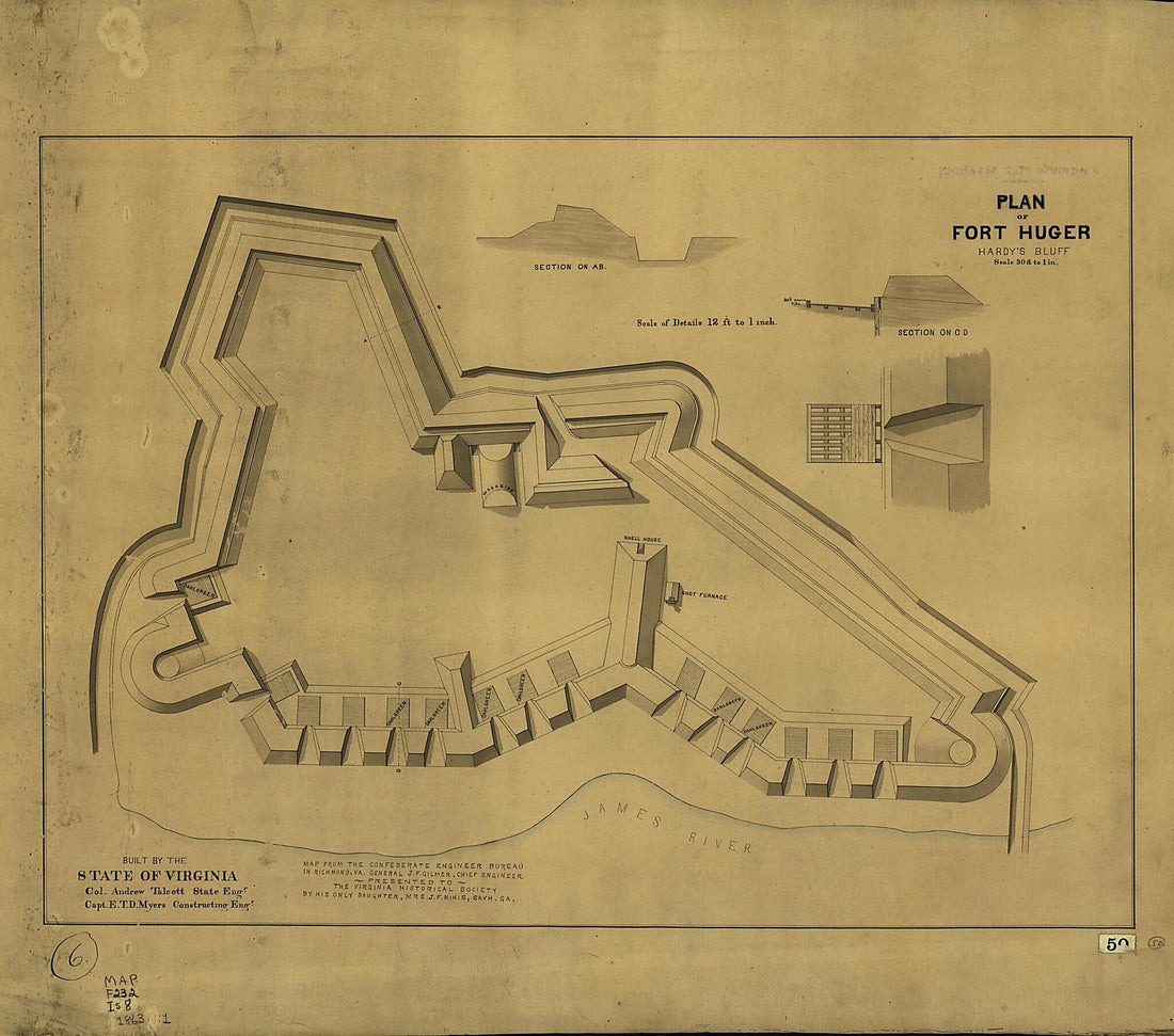 This old map of Plan of Fort Huger, Hardy&