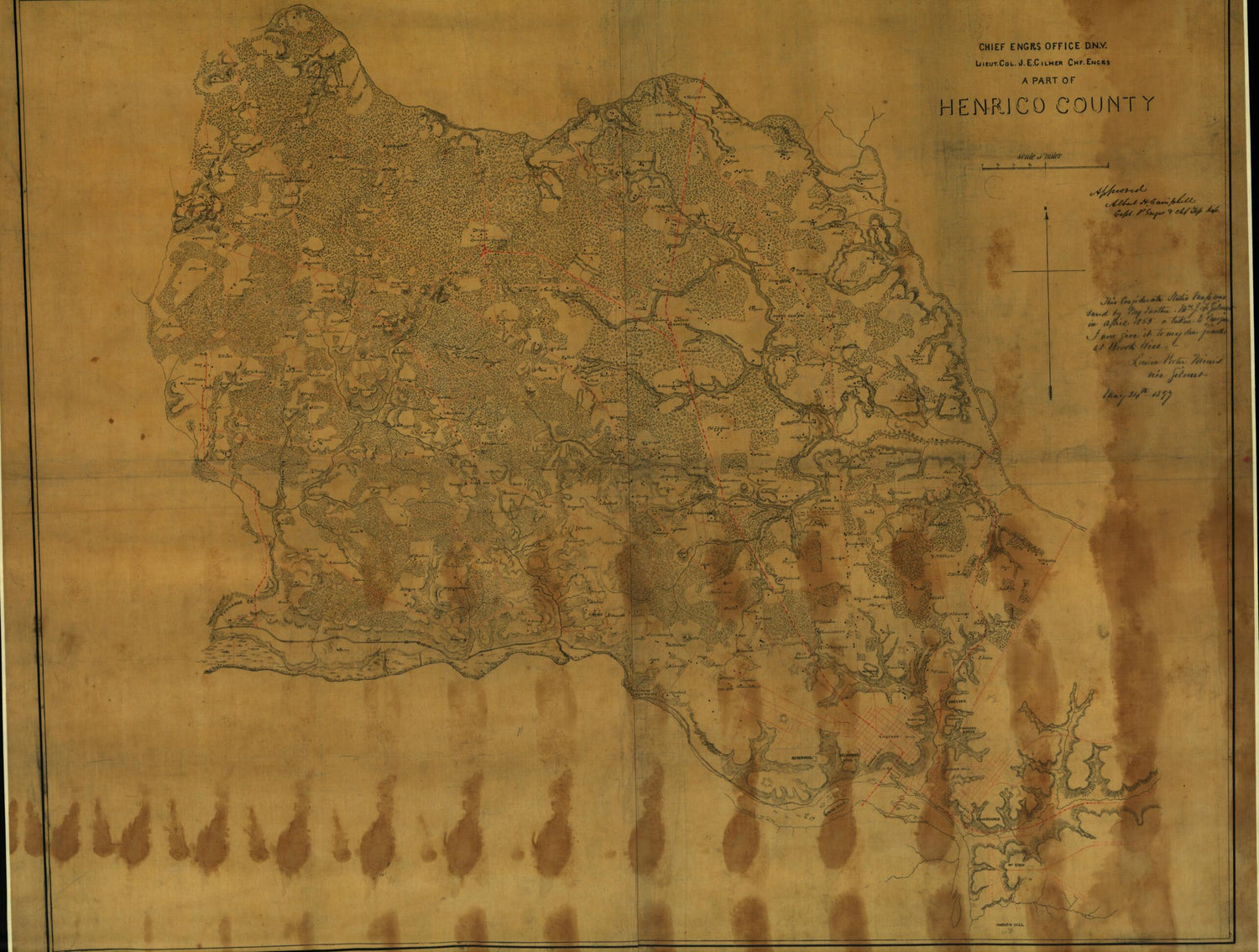 This old map of A Part of Henrico County from 1862 was created by Albert H. (Albert Henry) Campbell,  Confederate States of America. Army. Dept. Of Northern Virginia. Chief Engineer&
