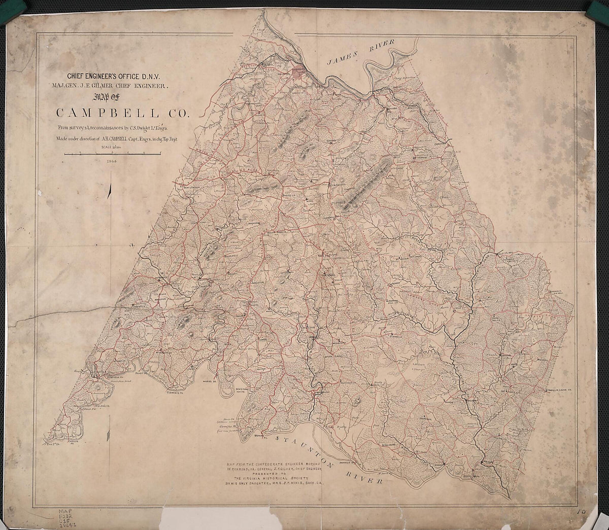 Map of Campbell Co 1864 by Relic Map Company