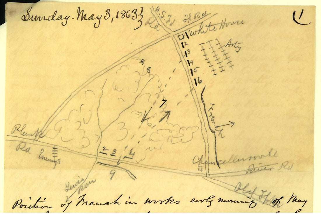 This old map of Map of the Battle of Chancellorsville, Va from 05-03 was created by Samuel Sprigg Carroll, Jedediah Hotchkiss, Francis Amasa Walker in 05-03