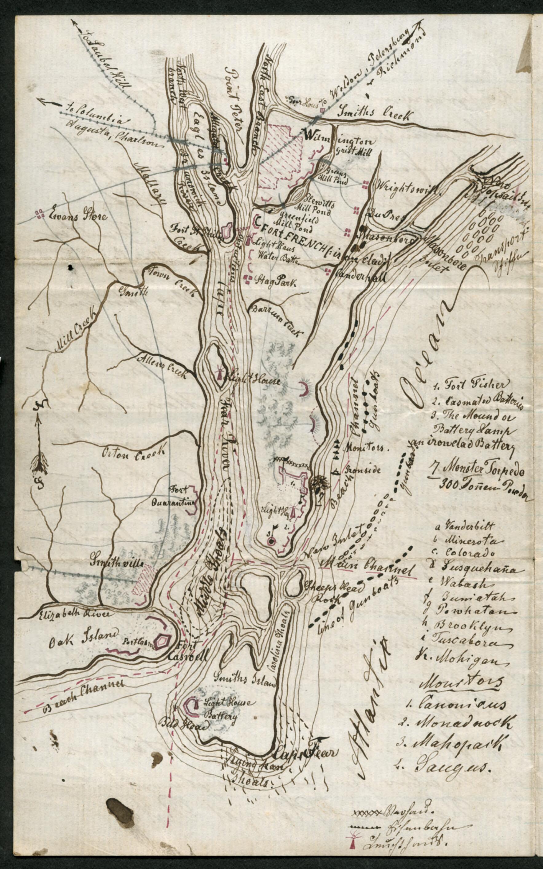 This old map of Map of Attack On Fort Fisher, Wilmington, N.C. from 01-03 was created by Franz Wilhelm Von Schilling in 01-03