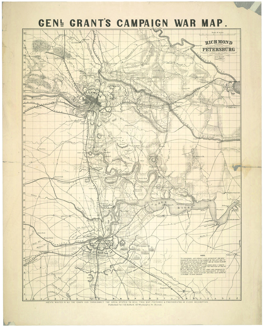 This old map of Richmond, Petersburg, and Vicinity Genl. Grant&