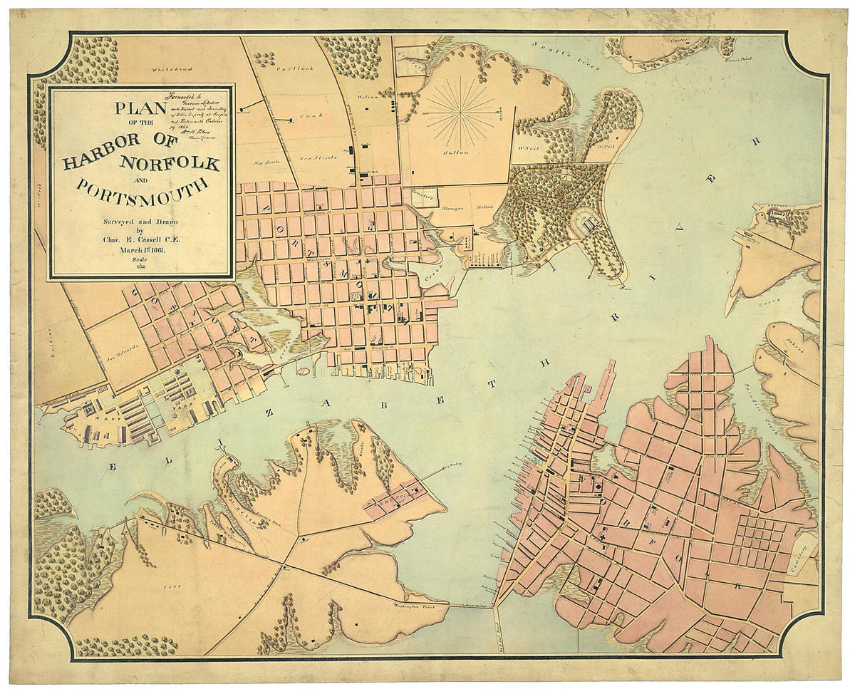 Plan of the Harbor of Norfolk and Portsmouth, March 1st, 1861 by Relic Map Company