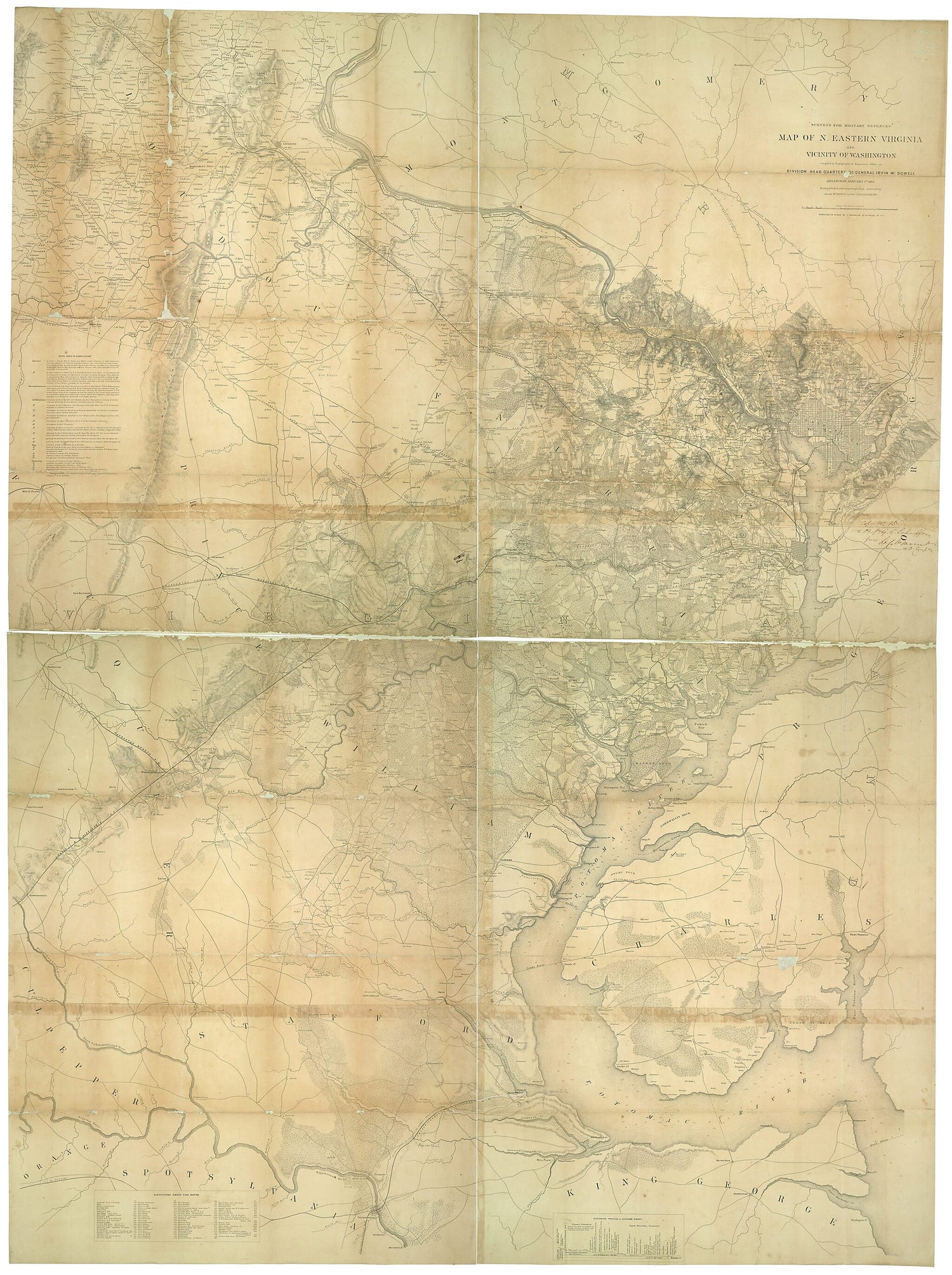 This old map of Map of N. Eastern Virginia and Vicinity of Washington from 1862 was created by Irvin McDowell, J. Schedler,  United States. War Dept. Corps of Topographical Engineers in 1862