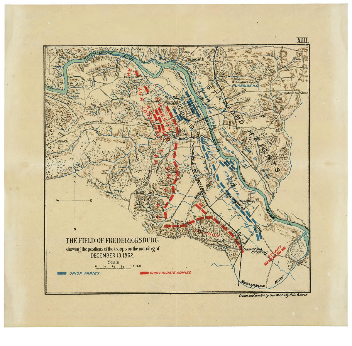The Field of Fredericksburg : Showing the Positions of the Troops On the Morning of December 13, 1862 1898 by Relic Map Company