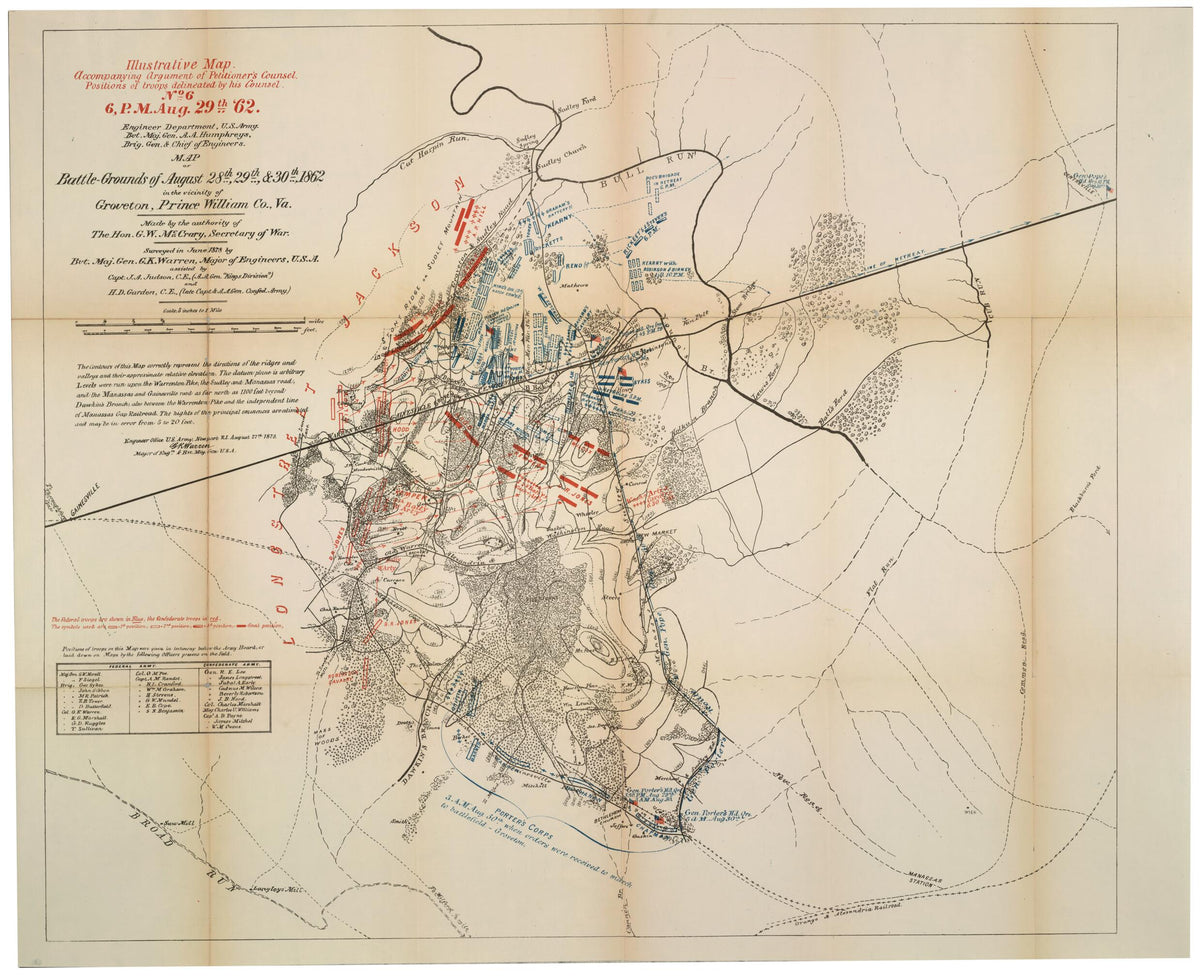 Grounds of August 28th, 29th, &amp; 30th, 1862, In the Vicinity of Groveton, Prince William Co., Va. (Illustrative Map Accompanying Argument of Petitioner&