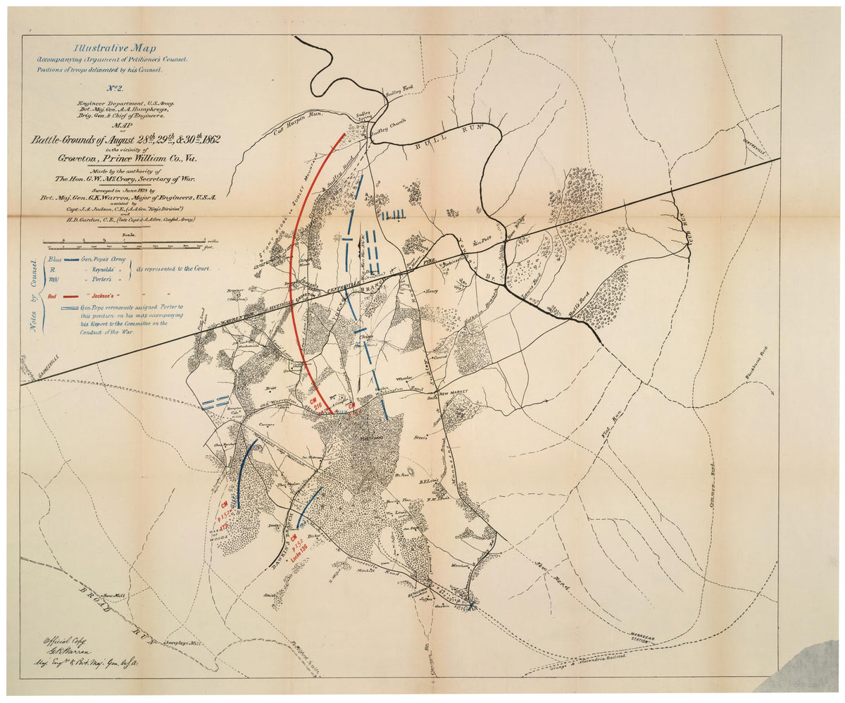 Grounds of August 28th, 29th, &amp; 30th, 1862, In the Vicinity of Groveton, Prince William Co., Va. (Illustrative Map Accompanying Argument of Petitioner&