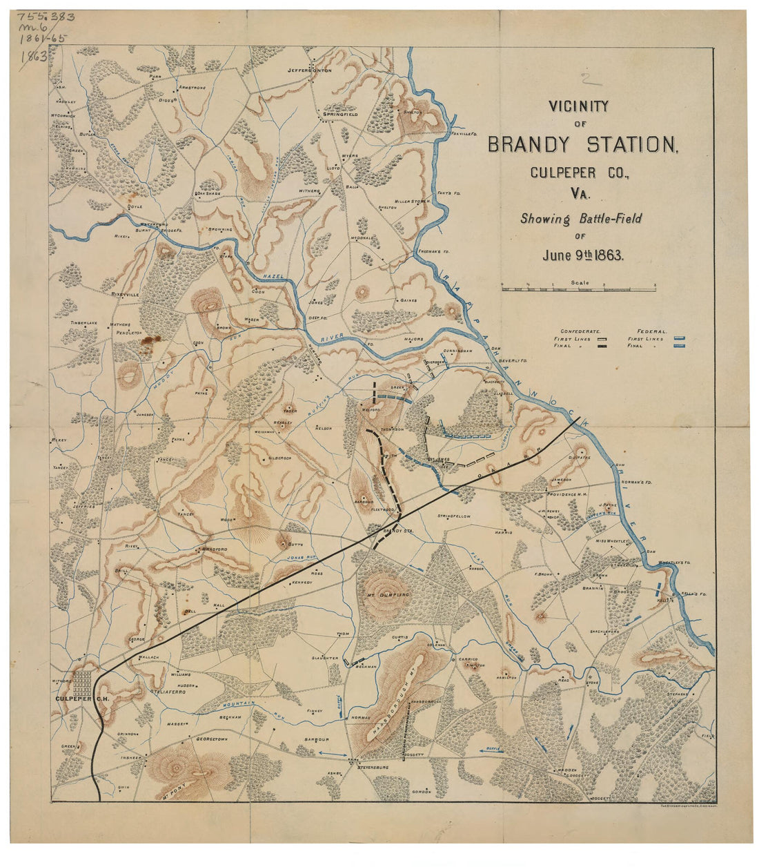 This old map of Field of June 9th from 1863 was created by  Strobridge &amp; Co. Lith in 1863