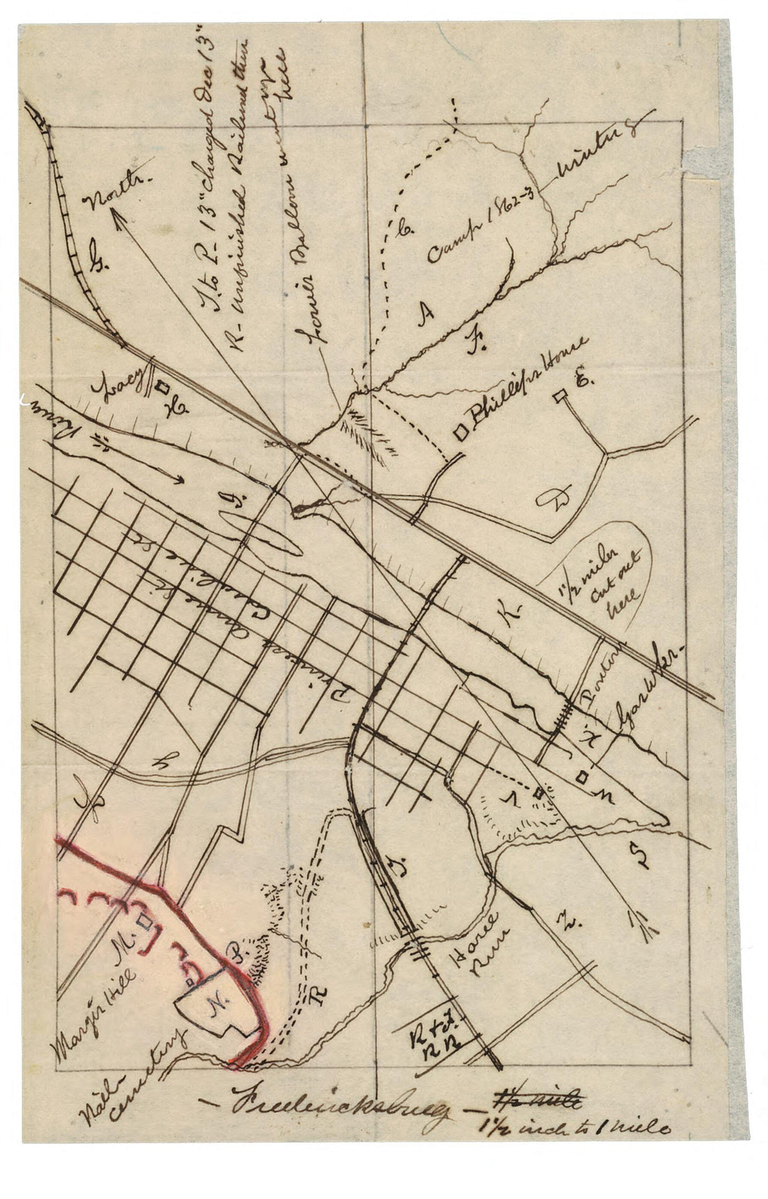 This old map of Map of Portion of Fredericksburg, Spotsylvania County, Virginia from 1800 was created by Normand Smith in 1800