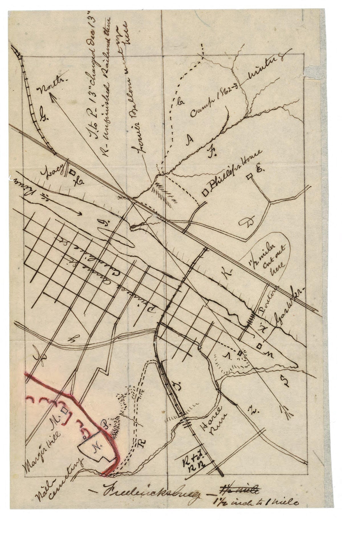 Map of Portion of Fredericksburg, Spotsylvania County, Virginia in 1800 by Relic Map Company