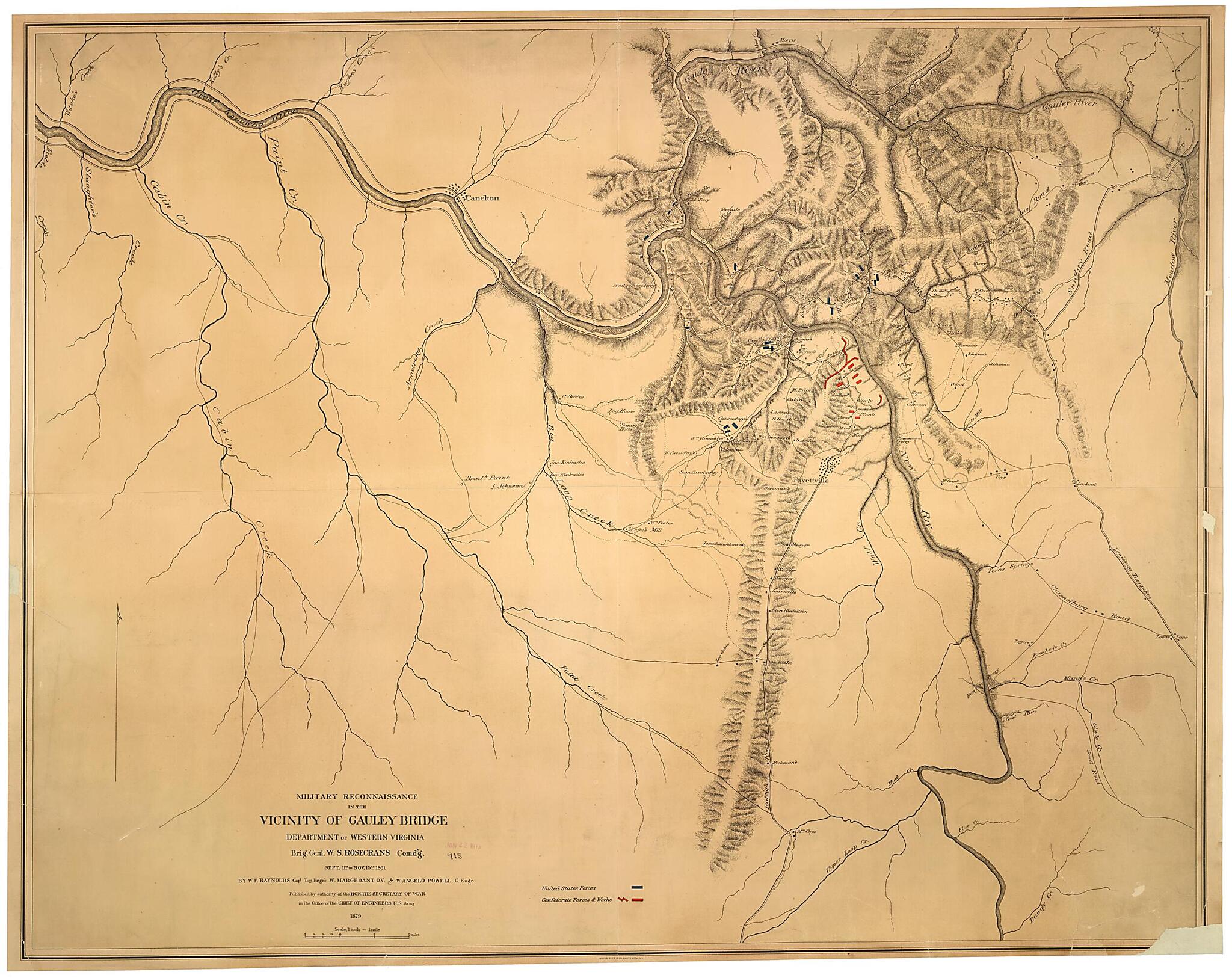 This old map of Military Reconnaissance In the Vicinity of Gauley Bridge, Department of Western Virginia, Brig. Gen&