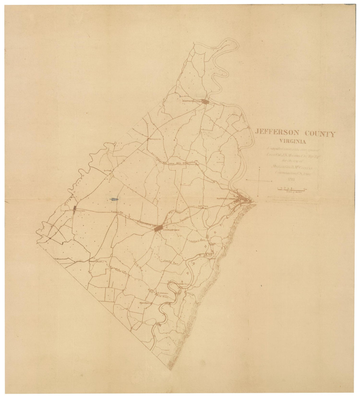 This old map of Jefferson County, Virginia from 1861 was created by J. N. (John N.) Macomb in 1861