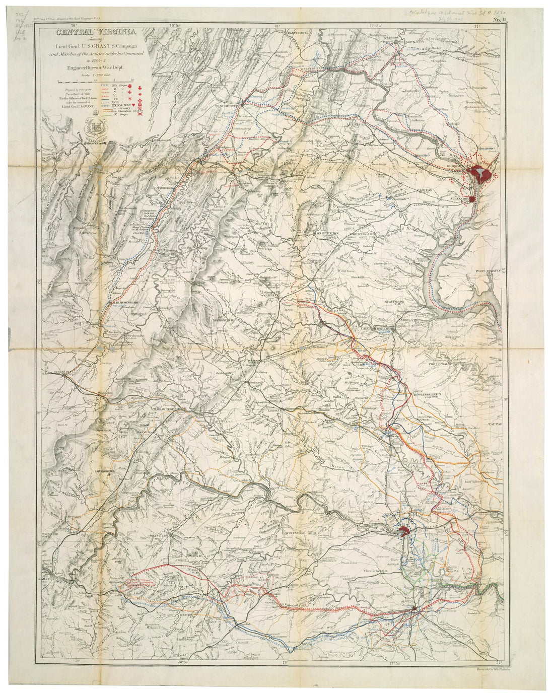 This old map of 5 from 1866 was created by  Bowen &amp; Co.,  United States. War Dept. Engineer Bureau in 1866