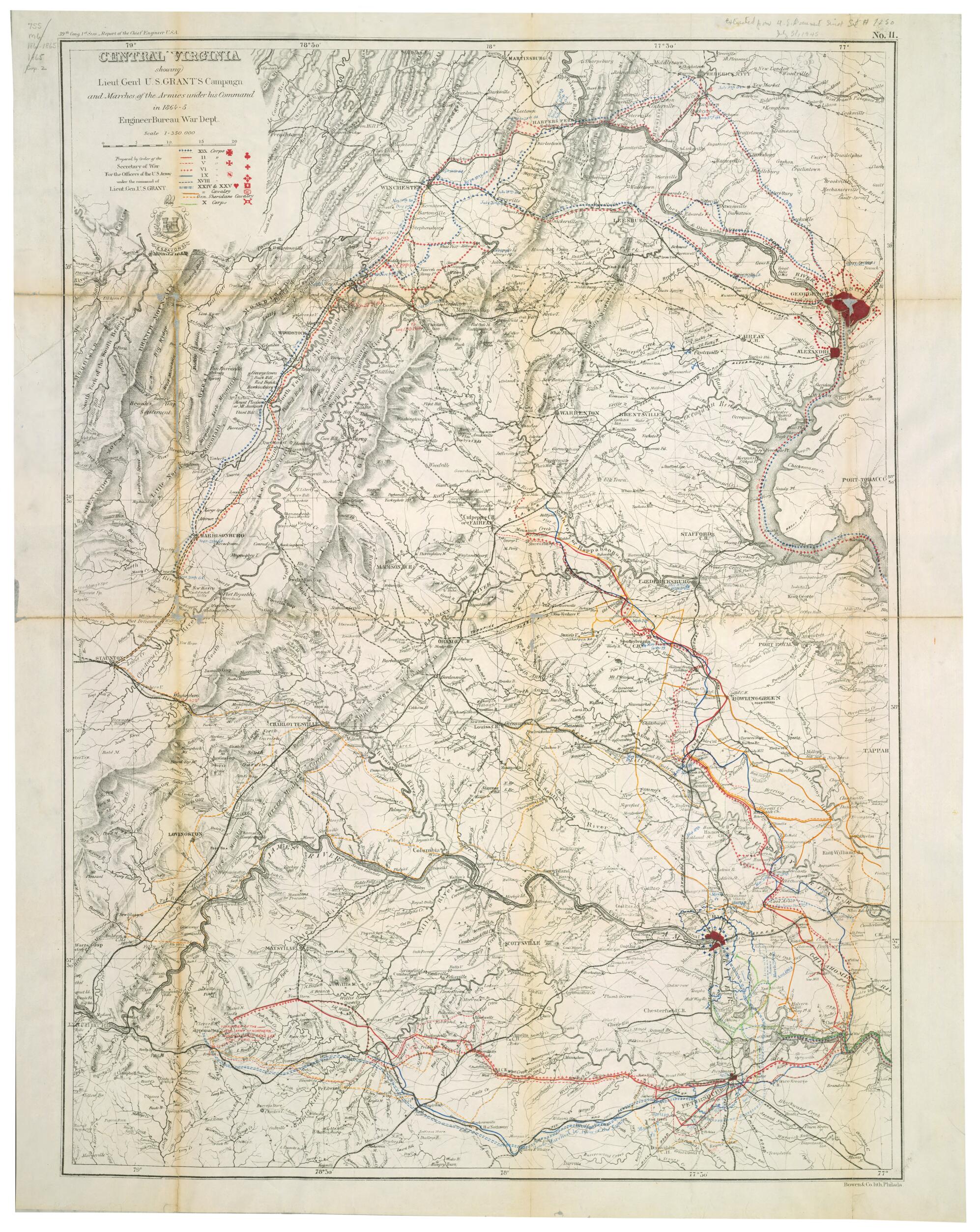 This old map of 5 from 1866 was created by  Bowen &amp; Co.,  United States. War Dept. Engineer Bureau in 1866