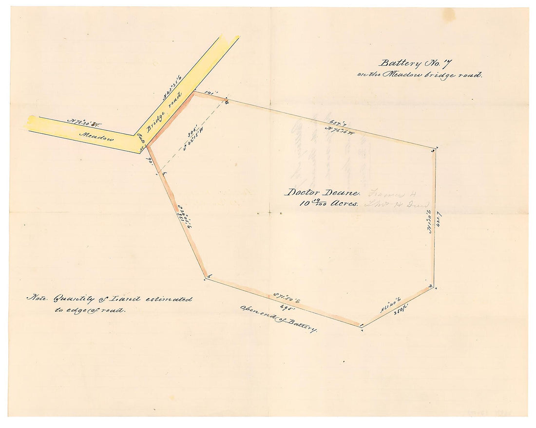 This old map of Battery No. 7 On the Meadow Bridge Road from 1861 was created by B. M. Jones in 1861