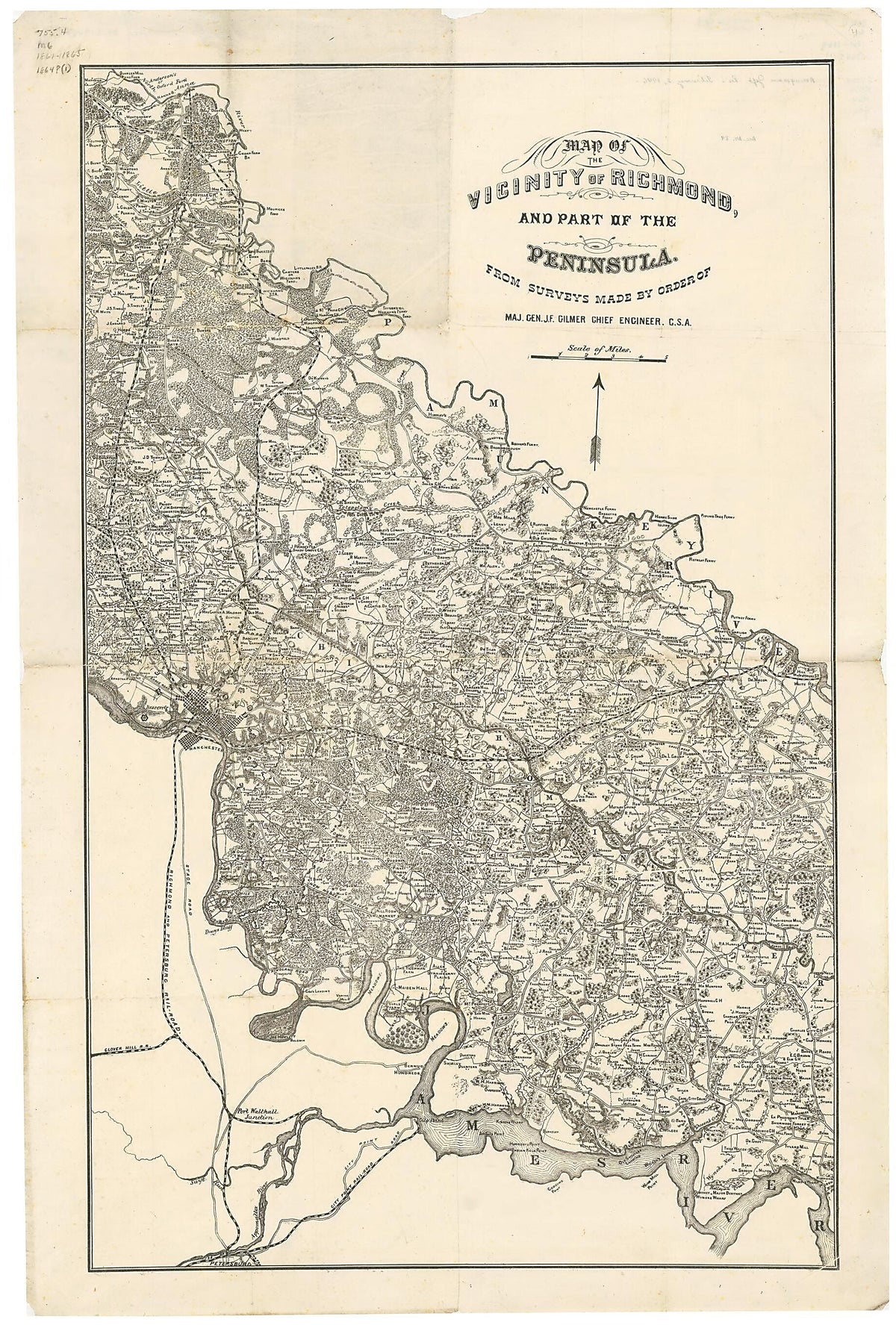 Map of the Vicinity of Richmond, and Part of the Peninsula 1864 by Relic Map Company