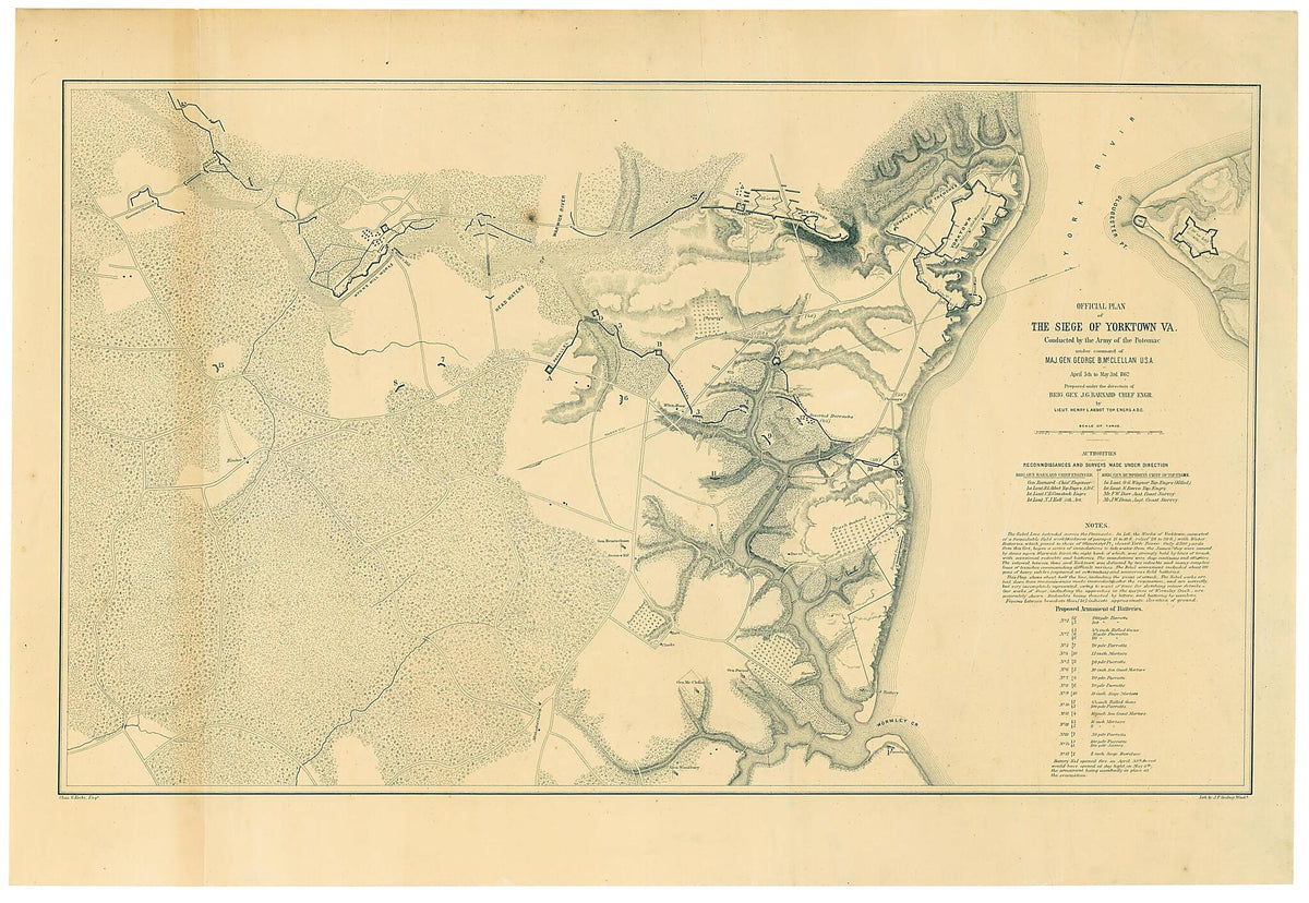 Official Plan of the Siege of Yorktown, Va. : Conducted by the Army of the Potomac Under Command of Maj. Gen. George B. McClellan U.S.A., April 5th to May 3rd 1862 by Relic Map Company
