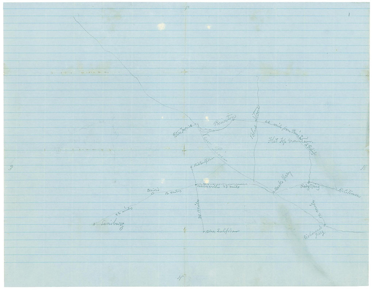 Map of Mercer, Summers, Monroe, Raleigh and Greenbrier Counties, West Virginia 1862 by Relic Map Company