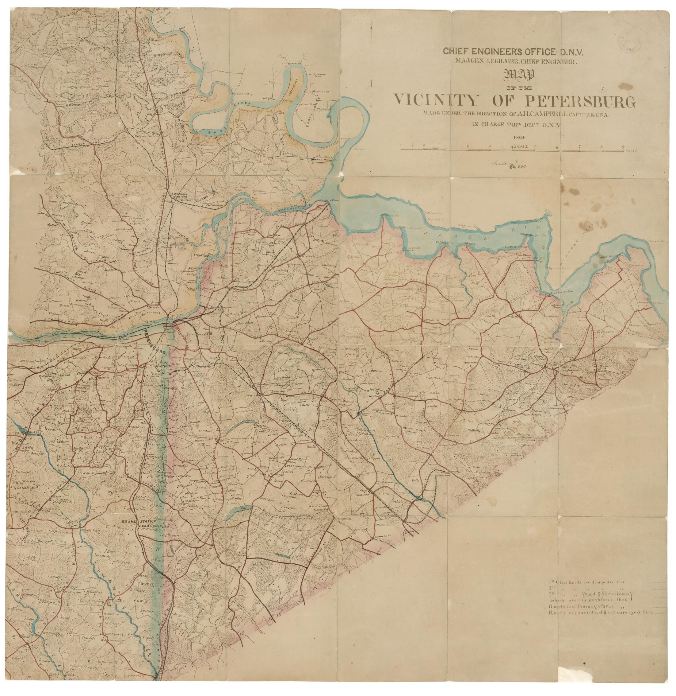 This old map of Map of the Vicinity of Petersburg (Chief Engineer&