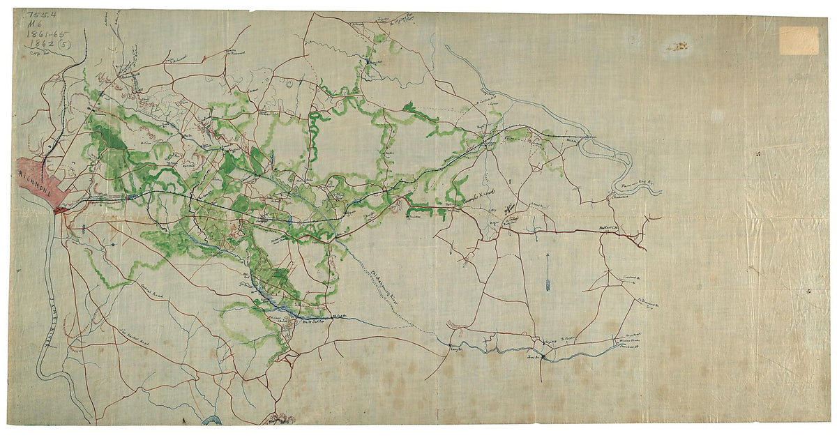 White House to Harrisons Landing 1860 by Relic Map Company