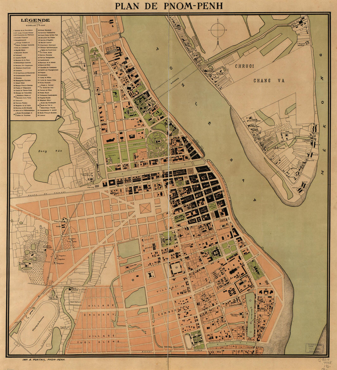 This old map of Penh from 1920 was created by A. Portail in 1920
