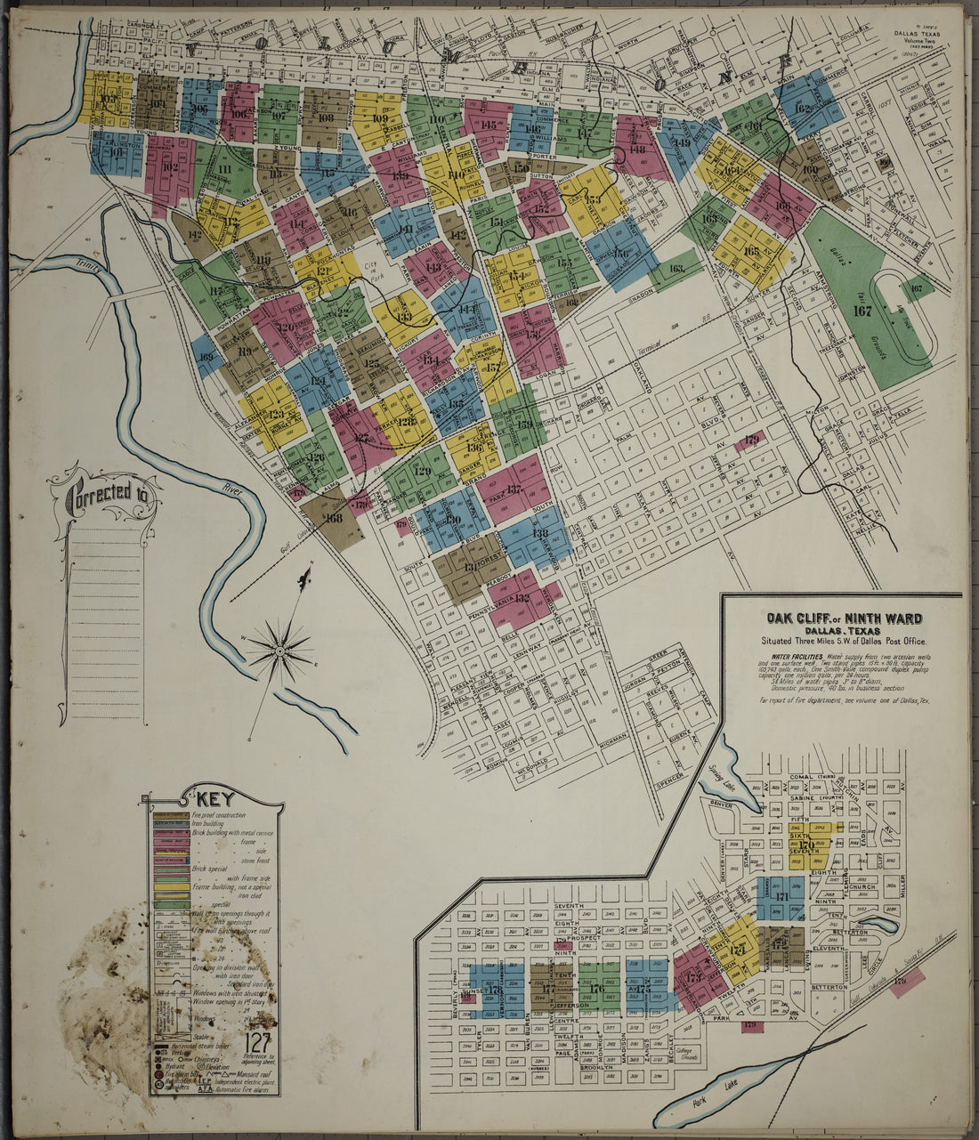 This old map of Sanborn Fire Insurance Map from Dallas, Dallas County, Texas from 1905 was created by  in 1905